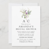 Paarse groen lavendel bruids douche uitnodiging (Voorkant)