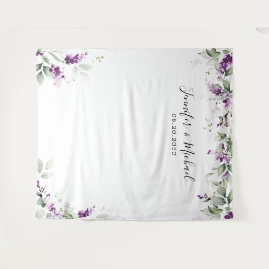 Paarse groen lavendel bruiloft achtergronden wandkleed (Voorkant (horizontaal))