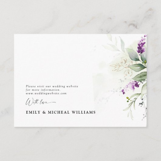 Paarse groen lavendel bruiloft behuizing Kaarten (Achterkant)