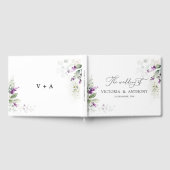 Paarse groen lavendel bruiloft gastenboek (Volledig)