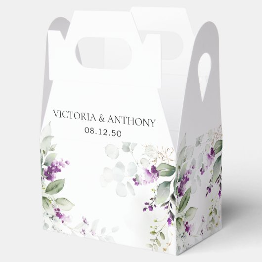 Paarse groen lavendel bruiloft gunst doos bedankdoosjes (Geopend)