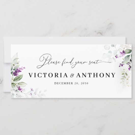 Paarse groen lavendel bruiloft hoofd tafel teken (Voorkant)