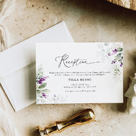 Paarse groen lavendel bruiloft informatiekaartje