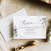 Paarse groen lavendel bruiloft informatiekaartje