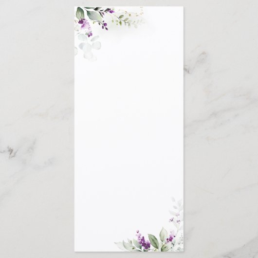 Paarse groen lavendel bruiloft menu (Achterkant)