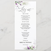 Paarse groen lavendel bruiloft menu (Voorkant)