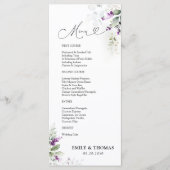 Paarse groen lavendel bruiloft menu (Voorkant)