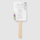 Paarse groen lavendel bruiloft programma hand fan handwaaier (Achterkant)