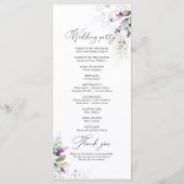 Paarse groen lavendel bruiloft programma programmakaart (Achterkant)