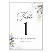 Paarse groen lavendel bruiloft tafel nummers kaart (Voorkant)