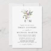 Paarse groen lavendel bruiloft uitnodiging (Voorkant)