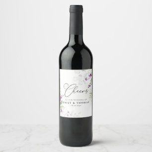Paarse groen lavendel bruiloft wijn label etiket