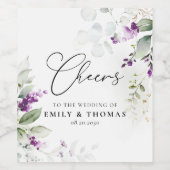 Paarse groen lavendel bruiloft wijn label wijn etiket (Enkel label)