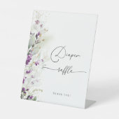 Paarse groen lavendel luier raffle teken reclamebord met voetstuk (Voorkant)