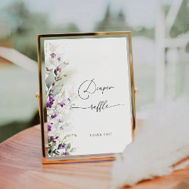 Paarse groen lavendel luier raffle teken reclamebord met voetstuk