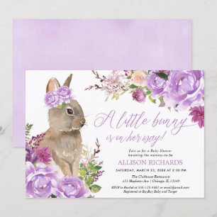 Paarse groen Paashaas meisje baby shower Kaart