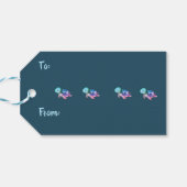 Paarse Groen Roze Blauw Mimma de Zee Schildpad Cadeaulabel (Achterkant Horizontaal)