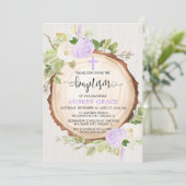 Paarse groen rustieke meisje doop bos kaart (Staand voorkant)