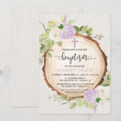 Paarse groen rustieke meisje doop bos kaart (Voorkant / Achterkant)