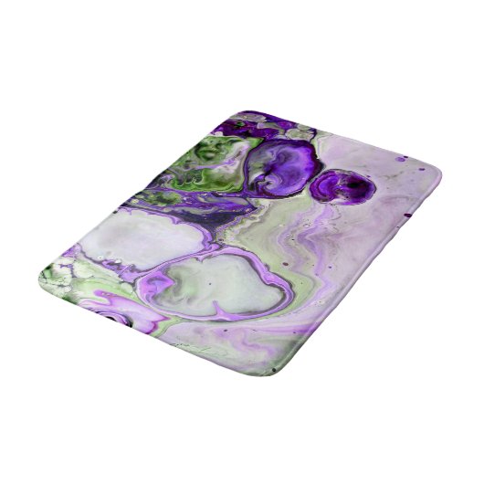 Paarse Groen Violet Marmer Fluid Art Abstract Badmat (Gekanteld)