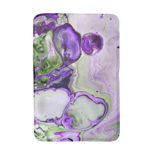 Paarse Groen Violet Marmer Fluid Art Abstract Badmat (Voorkant Verticaal)