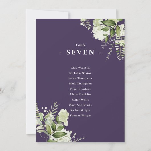 Paarse groen zitplattegrond tafelnummer (Achterkant)