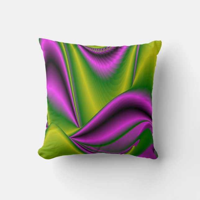 paarse groene abstracte regenboog-kunst kussen (Voorkant)