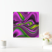 paarse groene abstracte regenboog-Kunst Vierkante Klok (Huis)