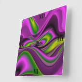 paarse groene abstracte regenboog-Kunst Vierkante Klok (Hoek)