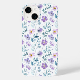 Paarse groene aquarel wilde bloem Case-Mate iPhone 14 hoesje