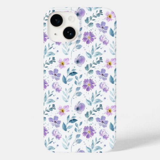 Paarse groene aquarel wilde bloem Case-Mate iPhone case (Achterkant)