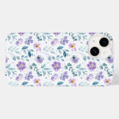 Paarse groene aquarel wilde bloem Case-Mate iPhone case (Achterkant (horizontaal))