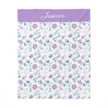 Paarse Groene Aquarel Wilde Bloem Monogram Naam