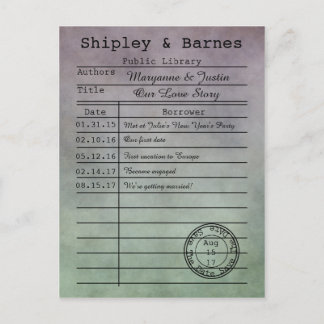  Paarse Groene Bibliotheek Kaart Bewaar de datum