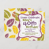 Paarse groene bladeren 40e verjaardag van de uitno kaart (Voorkant / Achterkant)