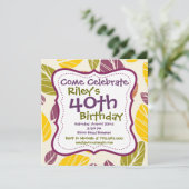 Paarse groene bladeren 40e verjaardag van de uitno kaart (Staand voorkant)