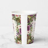 Paarse groene bladeren 75e verjaardag papieren bekers (Rechts)