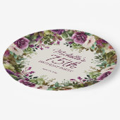 Paarse groene bladeren 75e verjaardag papieren bordje (Gekanteld)