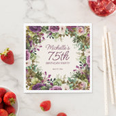 Paarse groene bladeren 75e verjaardag servet (Insitu)