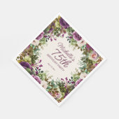 Paarse groene bladeren 75e verjaardag servet (Hoek)