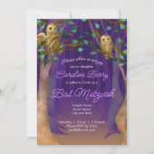 Paarse, groene bladeren, eigenaar van Mitzvah Kaart (Voorkant)