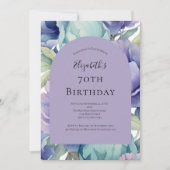 Paarse groene blauwe bloem 70e verjaardag voor haa kaart (Voorkant)