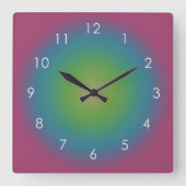 Paarse groene blauwe gradiënt Ombre Aura Vierkante Klok (Voorkant)