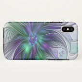 Paarse Groene Bloem Abstracte Fractale Kunst Initi Case-Mate iPhone Case (Achterkant (horizontaal))