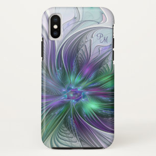Paarse Groene Bloem Abstracte Fractale Kunst Initi Case-Mate iPhone Case
