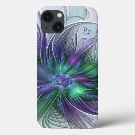 Paarse Groene Bloem Abstracte Fractale Kunst Initi Case-Mate iPhone Case (Achterkant)