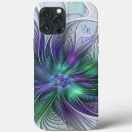 Paarse Groene Bloem Abstracte Fractale Kunst Initi Case-Mate iPhone Case
