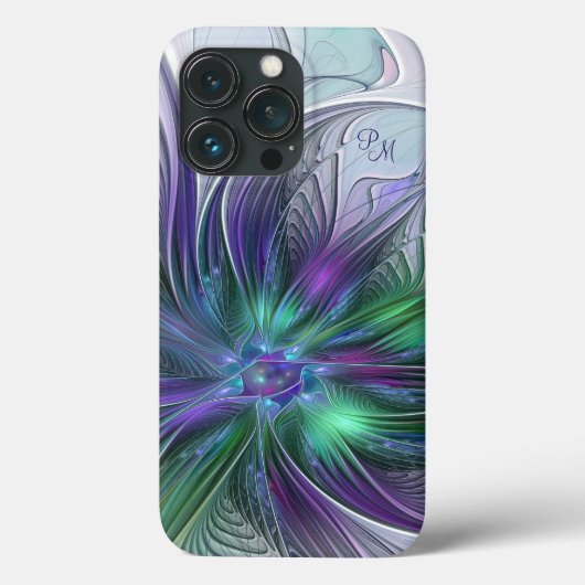 Paarse Groene Bloem Abstracte Fractale Kunst Initi Case-Mate iPhone Case (Achterkant)
