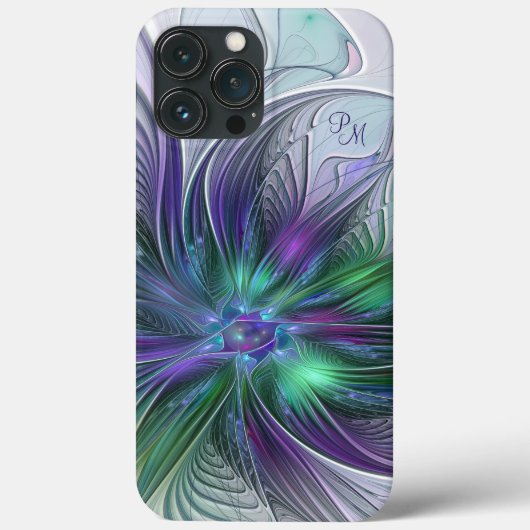 Paarse Groene Bloem Abstracte Fractale Kunst Initi Case-Mate iPhone Case (Achterkant)