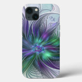 Paarse Groene Bloem Abstracte Fractale Kunst Initi Case-Mate iPhone Case (Achterkant)